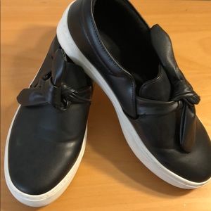 Zara Basic Collection Black Faux Leather Slip Ons